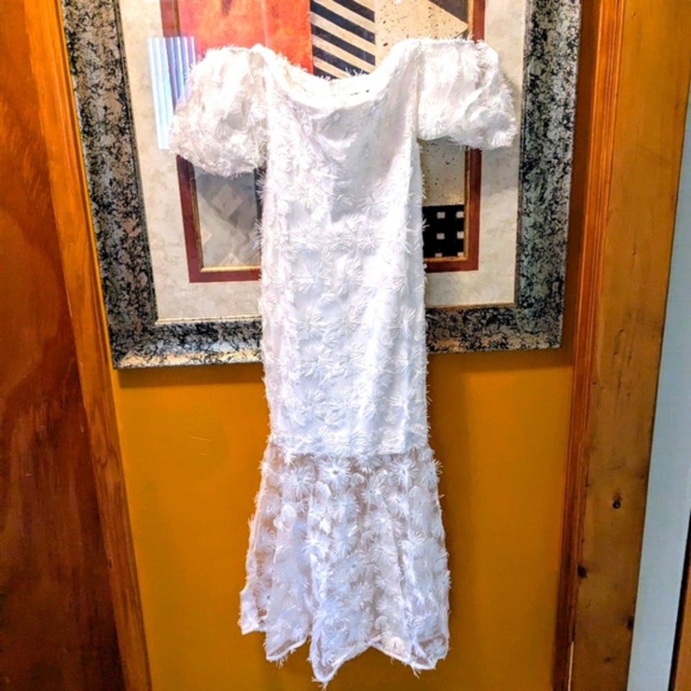 NEW YORK AND CO Puff Sleeve Off-The-Shoulder Sheath Dress - Picture 2 of 11